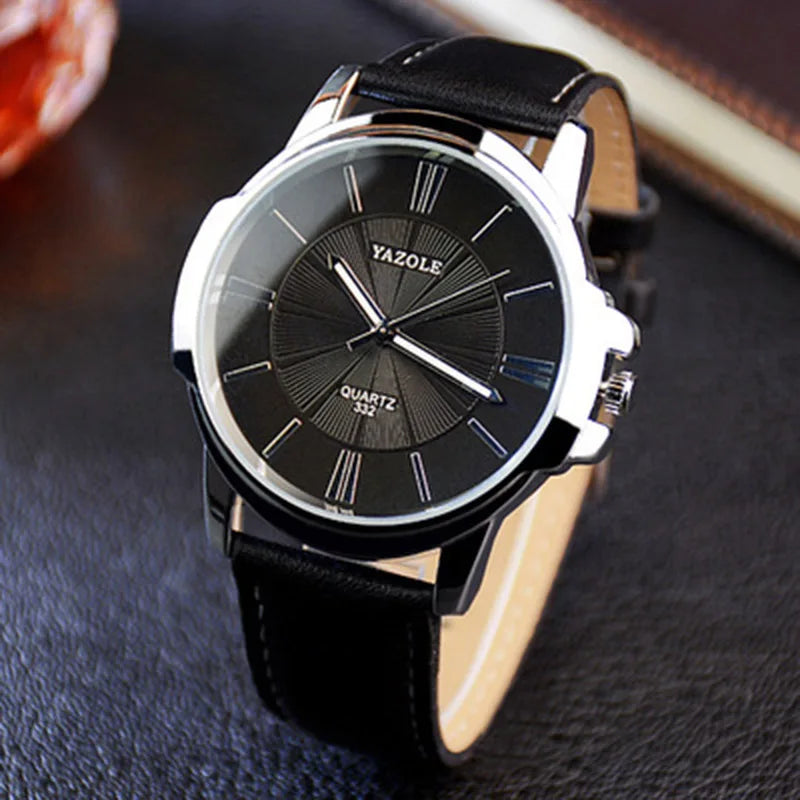 New YAZOLE Mens Watches Top Brand Luxury Blue Glass Watch Men Watch Waterproof Leather Roman Men's Watch Male Clock relojes saat