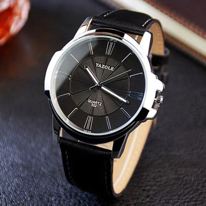 New YAZOLE Mens Watches Top Brand Luxury Blue Glass Watch Men Watch Waterproof Leather Roman Men's Watch Male Clock relojes saat