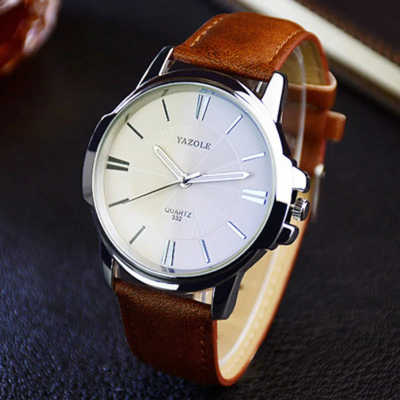 New YAZOLE Mens Watches Top Brand Luxury Blue Glass Watch Men Watch Waterproof Leather Roman Men's Watch Male Clock relojes saat