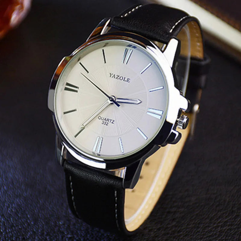 New YAZOLE Mens Watches Top Brand Luxury Blue Glass Watch Men Watch Waterproof Leather Roman Men's Watch Male Clock relojes saat