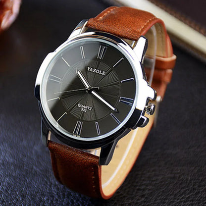 New YAZOLE Mens Watches Top Brand Luxury Blue Glass Watch Men Watch Waterproof Leather Roman Men's Watch Male Clock relojes saat