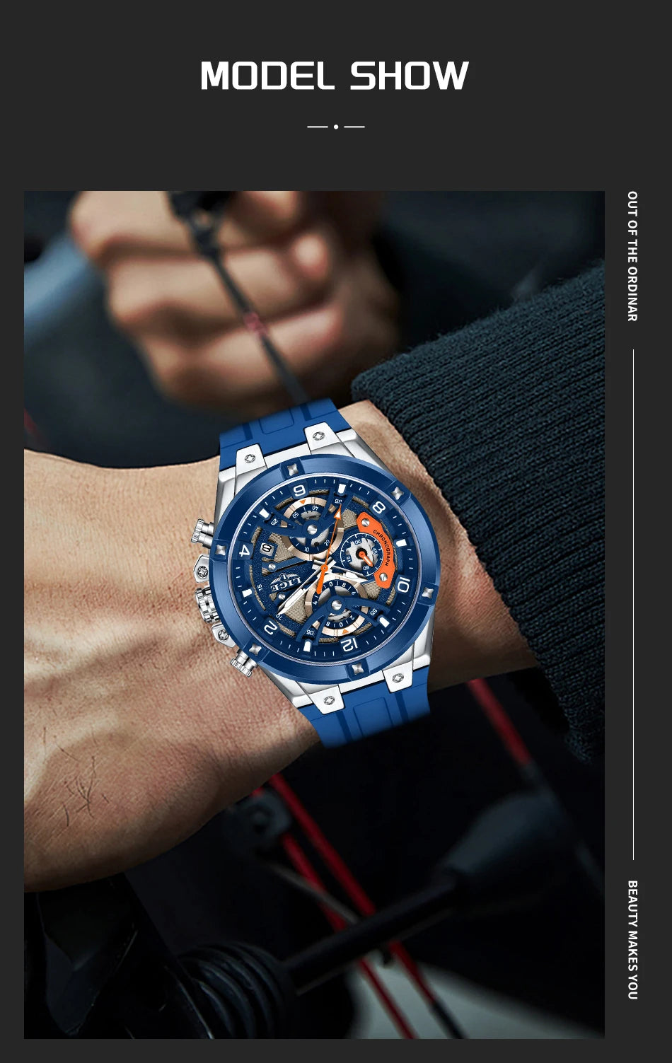 LIGE Outdoor Sports Quartz Man Watch Simple Fashion Auto Date Week Casual Luxury Silicone Belt Hollow Waterproof Watches for Men