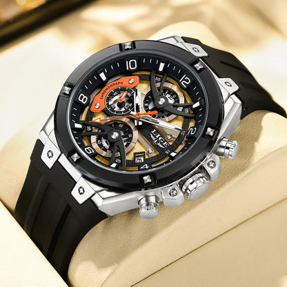 LIGE Outdoor Sports Quartz Man Watch Simple Fashion Auto Date Week Casual Luxury Silicone Belt Hollow Waterproof Watches for Men