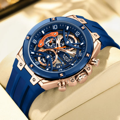 LIGE Outdoor Sports Quartz Man Watch Simple Fashion Auto Date Week Casual Luxury Silicone Belt Hollow Waterproof Watches for Men