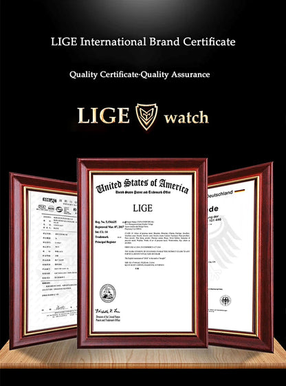 LIGE Outdoor Sports Quartz Man Watch Simple Fashion Auto Date Week Casual Luxury Silicone Belt Hollow Waterproof Watches for Men
