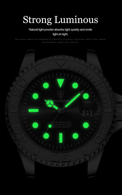 POEDAGAR Fashion Male Watch Luminous Waterproof Stainless Steel Men Wristwatch Date Business Quartz Men's Watches with Gift Box