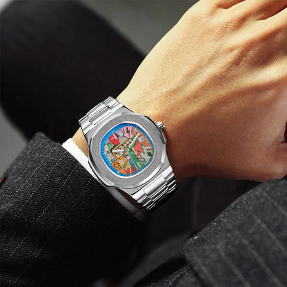 Oval Art Dial Watch - Silver